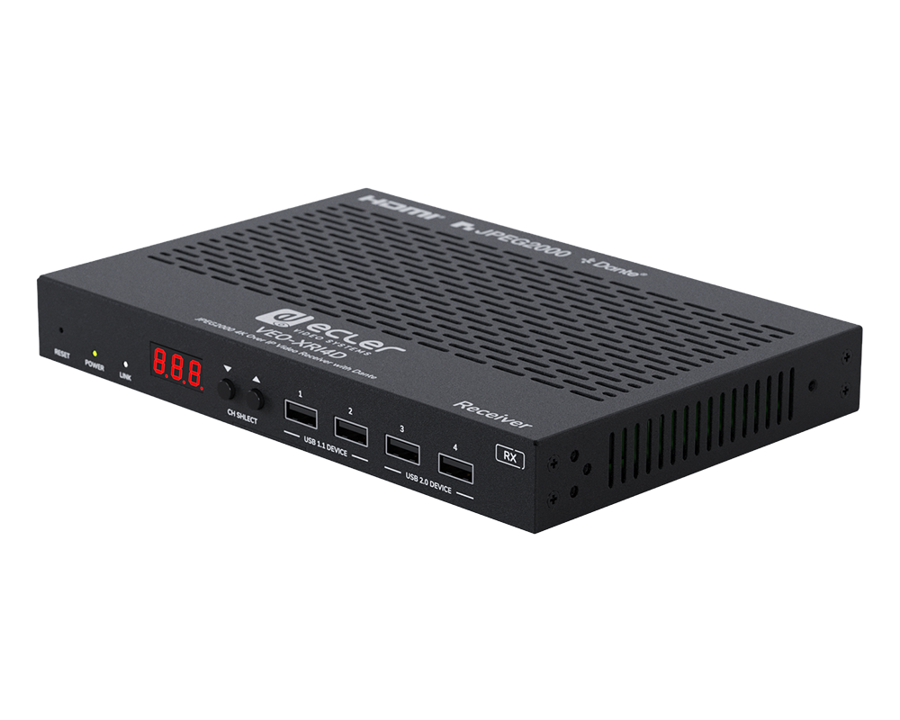 Récepteur vidéo JPEG2000 4K sur IP avec Dante® VEO-XRI4D